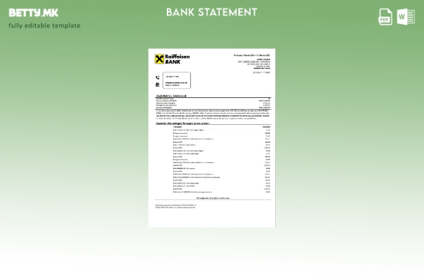 модерен стил Романија Рајфајзен банка на романски јазик шаблон за збор за извод 